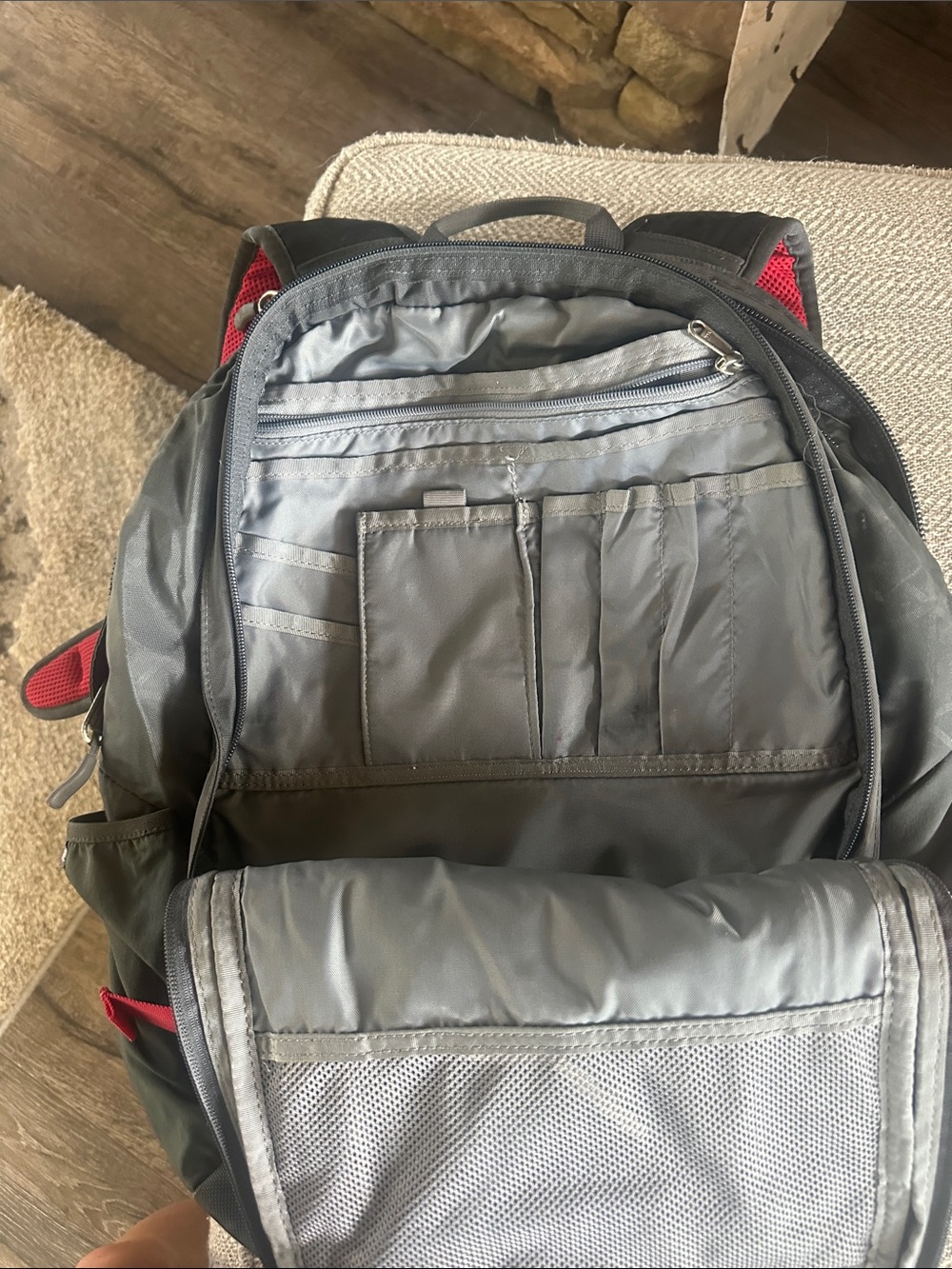 The North Face Surge II Black Backpack with Red Straps - Picture 2 of 4